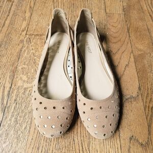 Nine West Marie Tan Perforated Flats Size 9